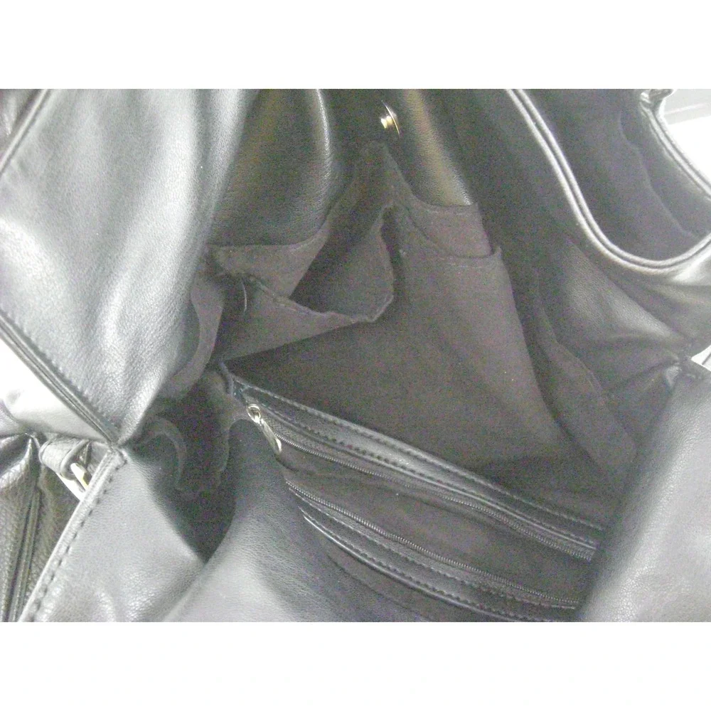 Steve Madden Black Pebbled Faux Leather Hobo 3 Compartment Large Handbag Satchel